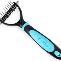 Pet Grooming Tool - 2 Sided Undercoat Rake for Cats & Dogs - Safe Dematting Comb for Easy Mats & Tangles Removing - No More Nasty Shedding and Flying Hair - BESTMASCOTA.COM