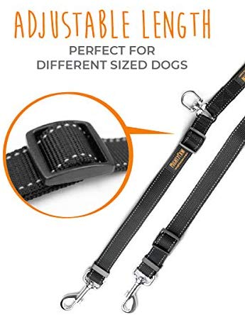 Mighty Paw Adjustable Length Double Dog Leash in Gray