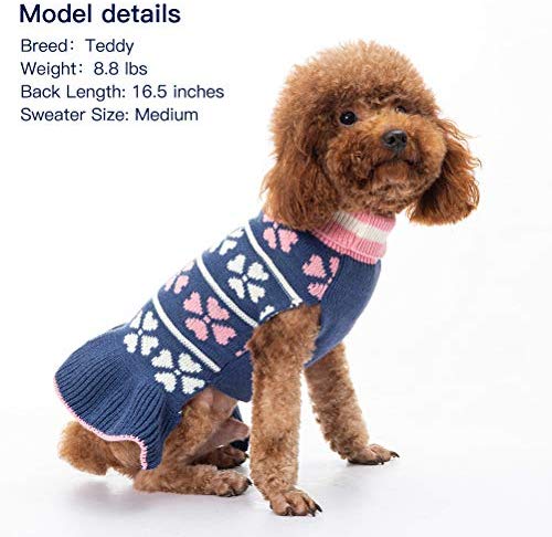 KOOLTAIL Dog Sweater Dress Turtleneck Winter Clothes - Warm Girl Dogs Coat Beautiful Love Heart Pattern Valentine's Day Knit Ugly Sweater with Leash Hole for Dogs Puppy Cat | BESTMASCOTA.COM KOOLTAIL Dog Sweater Dress Turtleneck Winter Clothes - Warm Girl Dogs Coat Beautiful Love Heart Pattern Valentine's Day Knit Ugly Sweater with Leash Hole for Dogs Puppy Cat | BESTMASCOTA.COM