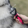 Pet Grooming Tool - 2 Sided Undercoat Rake for Cats & Dogs - Safe Dematting Comb for Easy Mats & Tangles Removing - No More Nasty Shedding and Flying Hair - BESTMASCOTA.COM