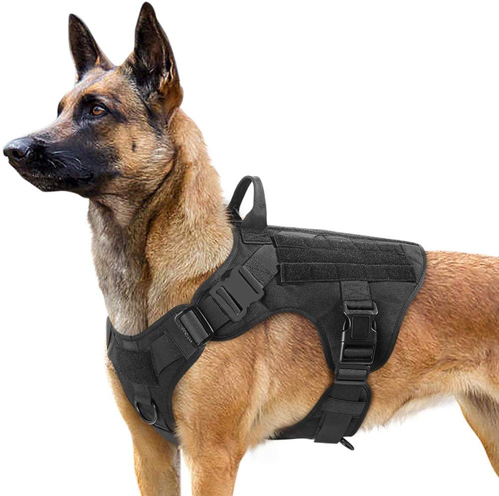 Rabbitgoo Tactical Dog Harness Vest Large with Handle, Military