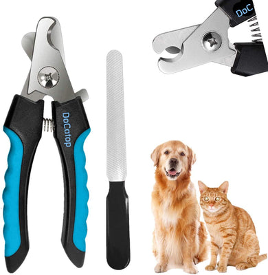 Dog Nail Clippers Pet Nail Trimmers Nail File Set Razor Sharp Blades Safety Guard Sturdy Non Slip Handles Professional Grooming Tool for Large and Small Animals Vet Recommended (BIUE1) - BESTMASCOTA.COM