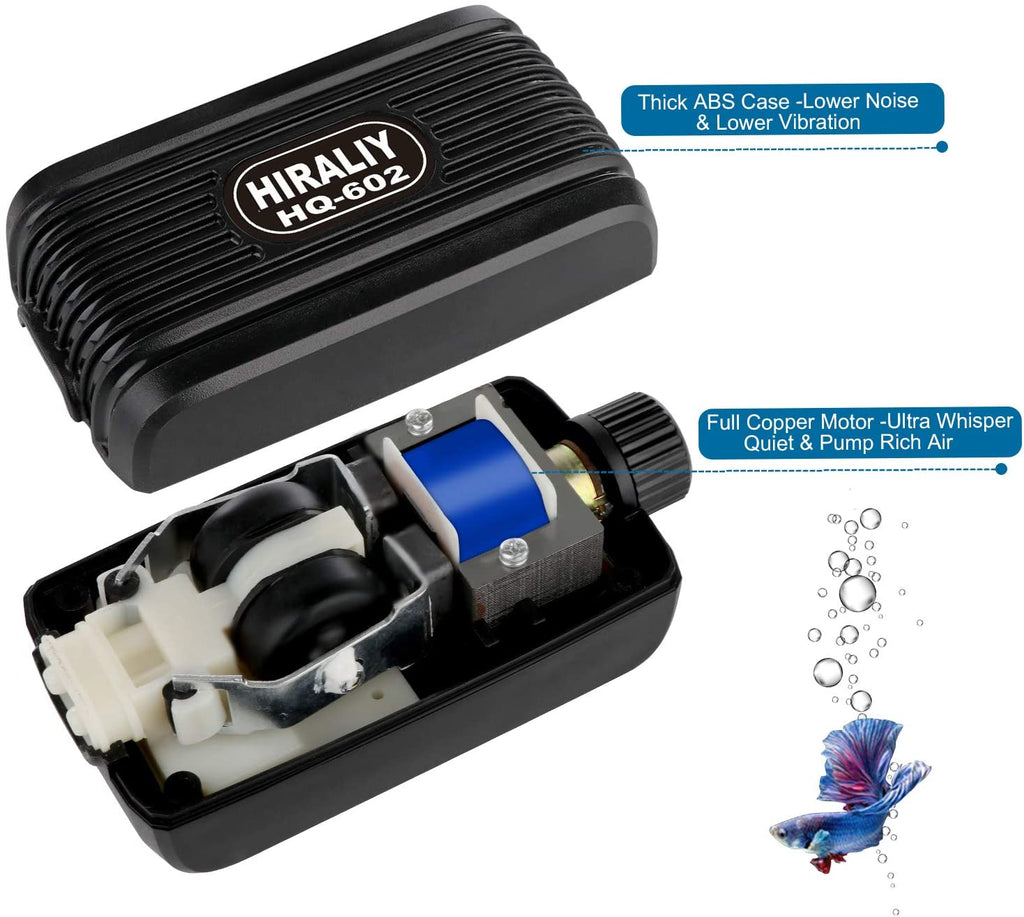 Bomba De Aire Silenciosa Para Acuario - Menos De 30dB, Kit Completo Con Tubo Y Piedra Difusora