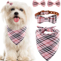 Collar con lazo para perro con campana, bandana clásica a cuadros, baberos triangulares, accesorios para bufanda, paquete de 2 lazos, para cachorros y gatos - BESTMASCOTA.COM