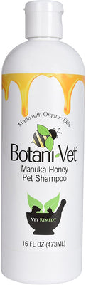 botanivet Miel de Manuka Pet Champú Orgánico Certificado 16 oz – 100% Ingredientes Naturales – Veterinaria Dermatólogo formulado para alergias y prurito - BESTMASCOTA.COM
