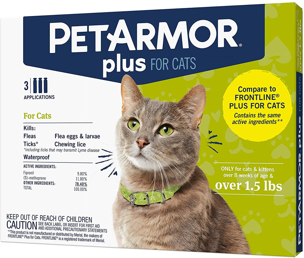 PETARMOR Plus Flea & Tick Prevention for Cats with Fipronil, Waterproof, Long-Lasting & Fast-Acting Topical Cat Flea Treatment - BESTMASCOTA.COM