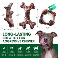 Dog Toys, 3-Pack Indestructible Dog Chew Toys for Aggressive Chewers, Nylon Durable Dog Toys for Medium Large Breed, Bacon Flavored Tough Dog Bones Chew Toys for Super Chewer