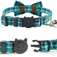 Collar de gato con capucha y pajarita, diseño a cuadros ajustable de seguridad Kitty Kitten Collares (6.8-10.8in) - BESTMASCOTA.COM