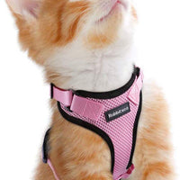 rabbitgoo - Arnés para gato para caminar, a prueba de escape, para gatos pequeños y medianos, arneses ajustables, arnés de malla suave para gatos pequeños, chaqueta de gato segura con tiras reflectantes y 1 anillo de metal - BESTMASCOTA.COM