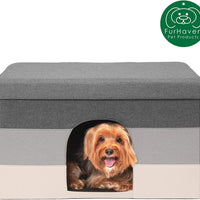 Cama para perro Furhaven, casa de fieltro para mascotas, refugio privado y taburete otomano plegable para sala de estar, para gatos y perros pequeños, disponible en varios colores y estilos - BESTMASCOTA.COM