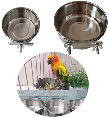 10 oz y 30 oz 2 unidades de comedero para pájaros con abrazadera, comedero para pájaros de alimentos y agua, recipiente de acero inoxidable para agua de alimentos para animales pequeños, chinchilla, hurón, cacatúa, conuro, paraket, comedero para pájaros p - BESTMASCOTA.COM