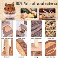 13 Pack Hamster Chew Toys, Natural Wooden Pine Guinea Pigs Rats Chinchillas Toys Accessories Suitable for Rabbits Gerbils Small Pets Accessories Chewing and Playing Exercise Teeth Care Molar Toy - BESTMASCOTA.COM