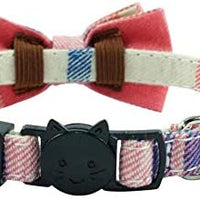 Collar de gato con capucha y pajarita, diseño a cuadros ajustable de seguridad Kitty Kitten Collares (6.8-10.8in) - BESTMASCOTA.COM