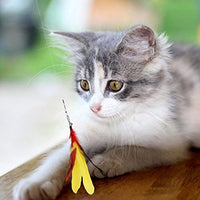 Pawaboo Juguete de plumas para gato, varita interactiva para gato, juguete de pluma voladora con varita extra larga y campana pequeña, juguete divertido para jugar para gatitos o gatos. - BESTMASCOTA.COM