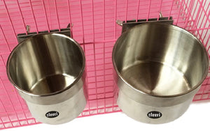 1pcs loro periquito Cockatiel Jaula para mascotas de acero inoxidable Alimentador del pájaro semilla abrazadera de taza de agua tazón de la comida Birdcage soporte accesorios - BESTMASCOTA.COM