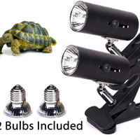 2-Pack 25W UVA UVB Lamp Lights with Bulbs| Heat and Light for Reptiles and Amphibian Tanks, Terrariums Cages | Adjustable and Rotates 360° | Clip or Hang Light | Works with Various Light Bulbs - BESTMASCOTA.COM