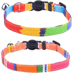 2 Pcs/set cat Collar escindidas lona Safe gatito cachorro collares con Bell ajustable - BESTMASCOTA.COM