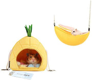 2 unidades de ropa de cama para hámster, accesorios para jaula de azúcar, hamster, juguetes para la casa de hámster para animales pequeños de azúcar, ardilla, hámster, rata jugando durmiendo, Plátano+Piña - BESTMASCOTA.COM