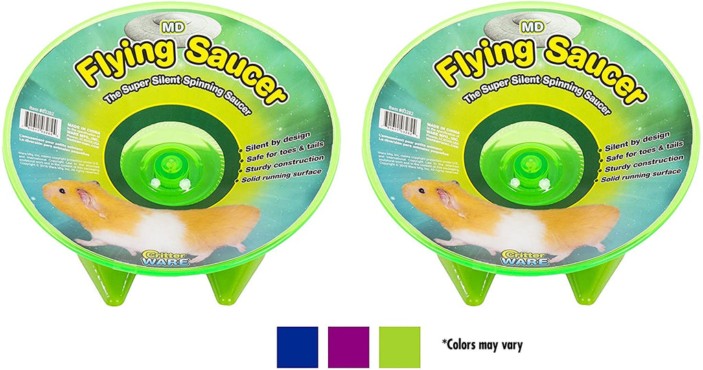 (2 unidades) Ware Flying Saucer mascota pequeña Ejercicio ruedas, 7 – 1/4-inch, Medio, Colores pueden variar - BESTMASCOTA.COM