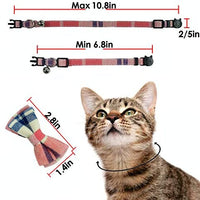 Collar de gato con capucha y pajarita, diseño a cuadros ajustable de seguridad Kitty Kitten Collares (6.8-10.8in) - BESTMASCOTA.COM