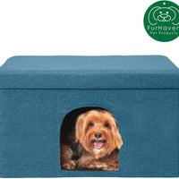 Cama para perro Furhaven, casa de fieltro para mascotas, refugio privado y taburete otomano plegable para sala de estar, para gatos y perros pequeños, disponible en varios colores y estilos - BESTMASCOTA.COM