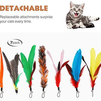 Pawaboo Juguete de plumas para gato, varita interactiva para gato, juguete de pluma voladora con varita extra larga y campana pequeña, juguete divertido para jugar para gatitos o gatos. - BESTMASCOTA.COM