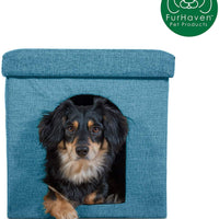 Cama para perro Furhaven, casa de fieltro para mascotas, refugio privado y taburete otomano plegable para sala de estar, para gatos y perros pequeños, disponible en varios colores y estilos - BESTMASCOTA.COM