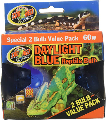 (3 cajas) Zoo Med 2-Pack luz de día foco reptil azul, 60 vatios – 6 bombillas en total - BESTMASCOTA.COM