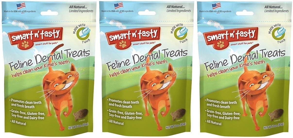 (3 Pack) Smart N 'Tasty Cat Atún Dental Grain-Free Treats 3 onzas cada