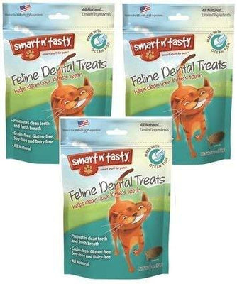 (3 Pack) Smart N 'Tasty Cat Océano peces Dental Grain-Free Treats, 3-Ounce cada - BESTMASCOTA.COM