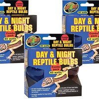 (3 paquetes) Zoo Med Día y Noche 60 W BOMBILLAS de reptiles, Combo Pack - BESTMASCOTA.COM