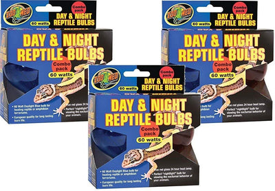 (3 paquetes) Zoo Med Día y Noche 60 W BOMBILLAS de reptiles, Combo Pack - BESTMASCOTA.COM