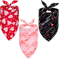 3 Pieces Dog Bandana Heart Dog Bandanas Scarf Washable Pet Scarf Valentine's Day Dog Kerchief for Dogs Cats Pets Festival Accessories, Red Black Pink - BESTMASCOTA.COM
