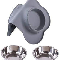 Hubulk - Cuencos para perros, 2 cuencos de acero inoxidable con alfombrilla de silicona antideslizante antiderrames + cuencos de agua y alimentos para alimentar perros pequeños, medianos, grandes, gatos, cachorros - BESTMASCOTA.COM