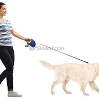 Beastron - Correa retráctil para perro, de nailon extralargo, de 16 pies, para perros medianos a grandes, hasta 110 libras, con un botón de cierre y rotura, bolsa de residuos y dispensador incluidos - BESTMASCOTA.COM