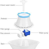 Fuente para mascotas, fuente de agua para gatos, dispensador de agua para gatos y perros, 3 maneras de beber, luz LED azul, alfombrilla y 2 cepillos de limpieza, doble filtración con filtro de carbono y filtro de esponja - BESTMASCOTA.COM