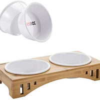 Petacc - Cuencos elevados para perros y gatos, cuencos elevados para mascotas, para perros y gatos, alimentador con 3 cuencos de melamina, 2 formas de uso - BESTMASCOTA.COM