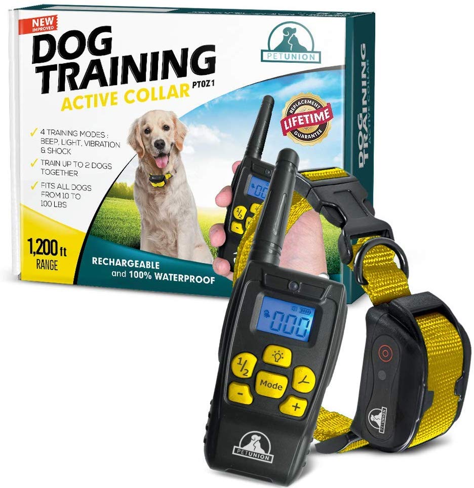 Pet Union PT0Z1 collar de entrenamiento para perros, totalmente impermeable, rango de 1200 pies - BESTMASCOTA.COM