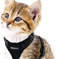 rabbitgoo - Arnés para gato para caminar, a prueba de escape, para gatos pequeños y medianos, arneses ajustables, arnés de malla suave para gatos pequeños, chaqueta de gato segura con tiras reflectantes y 1 anillo de metal - BESTMASCOTA.COM