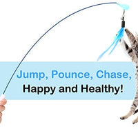 Pawaboo Juguete de plumas para gato, varita interactiva para gato, juguete de pluma voladora con varita extra larga y campana pequeña, juguete divertido para jugar para gatitos o gatos. - BESTMASCOTA.COM