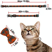 Collar de gato con capucha y pajarita, diseño a cuadros ajustable de seguridad Kitty Kitten Collares (6.8-10.8in) - BESTMASCOTA.COM