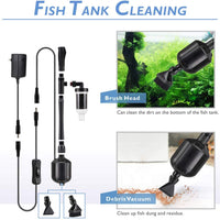 396GPH Limpiador eléctrico de grava para acuario, 5 en 1, herramienta de limpieza automática para tanque de peces, cambiador de agua al vacío, filtro de arena, sifón de longitud ajustable DC 12 V 20 W - BESTMASCOTA.COM