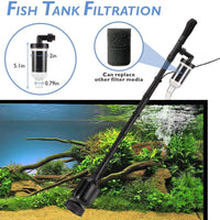 396GPH Limpiador eléctrico de grava para acuario, 5 en 1, herramienta de limpieza automática para tanque de peces, cambiador de agua al vacío, filtro de arena, sifón de longitud ajustable DC 12 V 20 W - BESTMASCOTA.COM