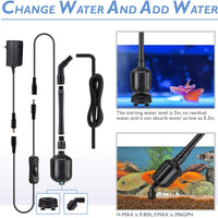 396GPH Limpiador eléctrico de grava para acuario, 5 en 1, herramienta de limpieza automática para tanque de peces, cambiador de agua al vacío, filtro de arena, sifón de longitud ajustable DC 12 V 20 W - BESTMASCOTA.COM