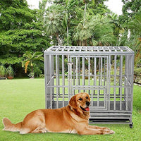 Jaula de metal resistente para perros grandes, fácil de montar con cuatro ruedas. - BESTMASCOTA.COM