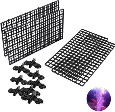 4 bandejas divisoras de plástico para acuario, caja de huevos, difusor de luz, filtro de tanque de peces, aislamiento inferior con 8 clips de ventosa (negro) - BESTMASCOTA.COM