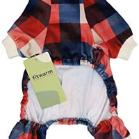 Fitwarm Pijama de tela a cuadros para perro, ropa para mascotas, gato, mono ligero de terciopelo - BESTMASCOTA.COM