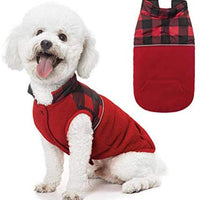 Chaleco polar para perro de SCIROKKO, chaleco de invierno con lado impermeable – Ropa reversible para mascotas para clima frío – chamarra a cuadros para cachorros y gatos - BESTMASCOTA.COM