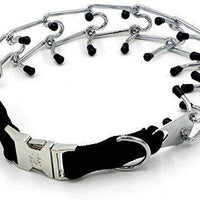 Wellbro collar de entrenamiento con dientes de metal para perros grandes y medianos (Pit Bull, pastor alemán), con hebilla a presión de liberación rápida y puntas de hule, plateado y regulable - BESTMASCOTA.COM