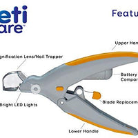 Allstar Innovations PetiCare cortaúñas con luz LED para mascotas, ideal para recortar uñas y garras de gatos y perros, 5 aumentos que se duplican como un atrapaúñas, clip rápido, cuchillas de robar - BESTMASCOTA.COM